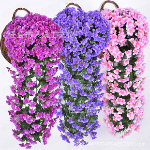 Моделирование фиолетовые цветы роланд вешать цветочная лоза настенный хлорофитум цветок корзина цветок гостиная балкон домой декоративный настенный цветок